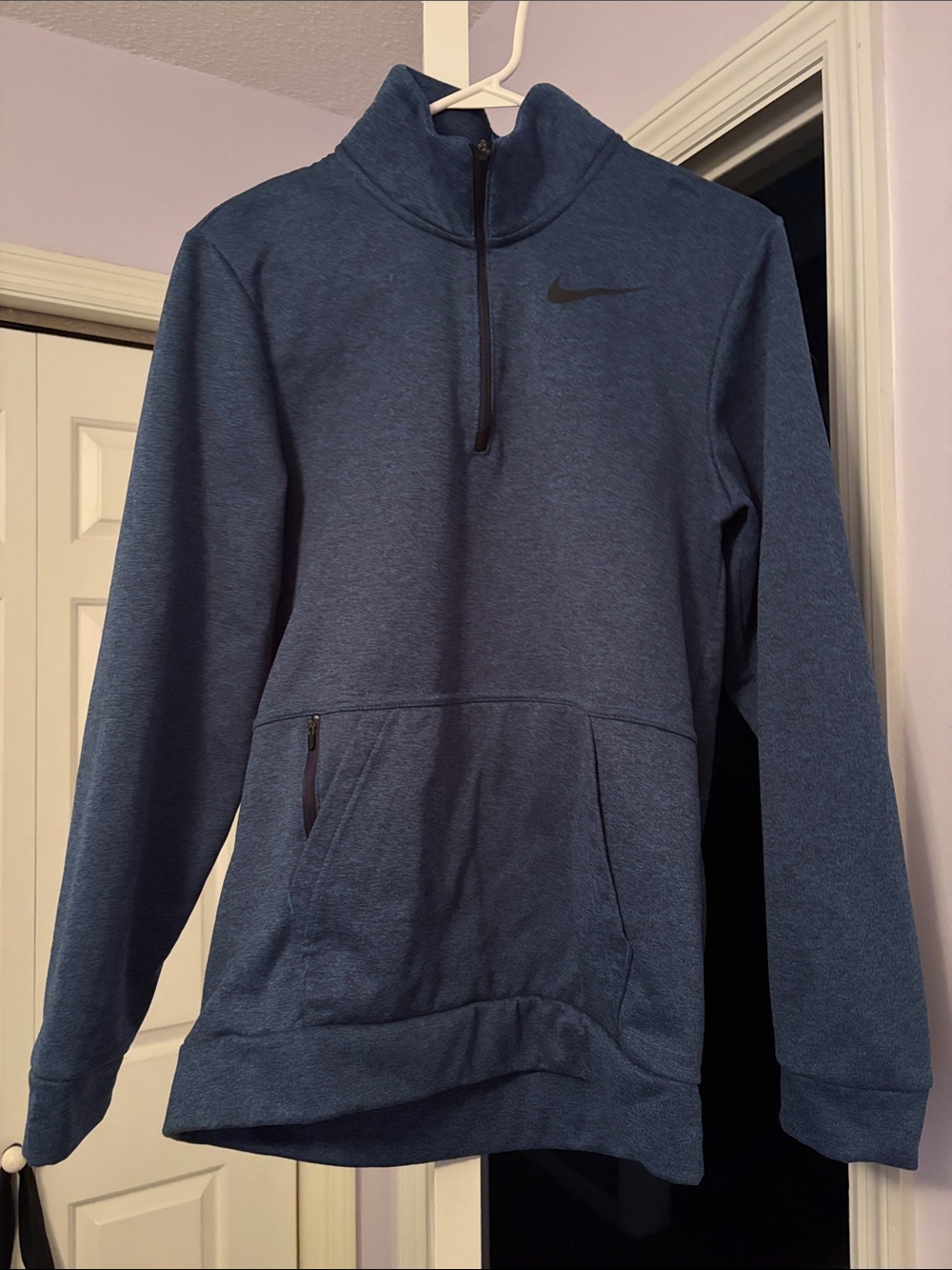 Nike Heathered Navy Blue Quarter-Zip Pullover